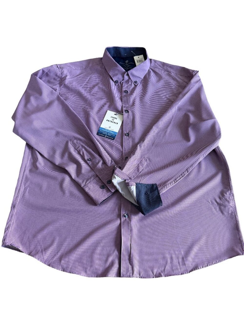 Society of Threads XXL Purple No Iron Stretch Untuck Long Sleeve Button Down NWT